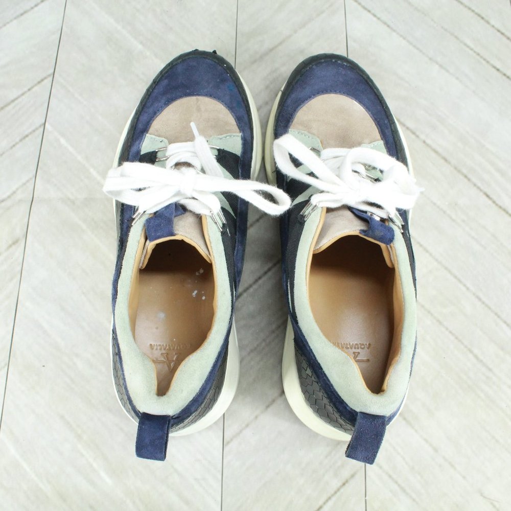 AQUATALIA Blue Leather & Suede Waterproof Lace-up Sneaker Shoes Size 7.5 - Picture 6 of 9
